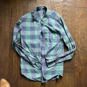 J. Crew Green and Blue Plaid Button Down Shirt